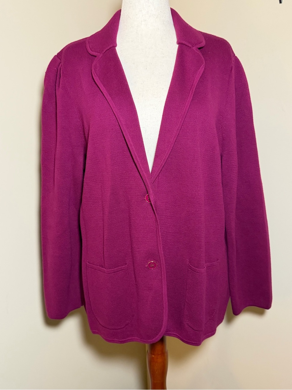Talbots Pink Knit Blazer Jacket Womens 2X Button Front Career Sweater Coat